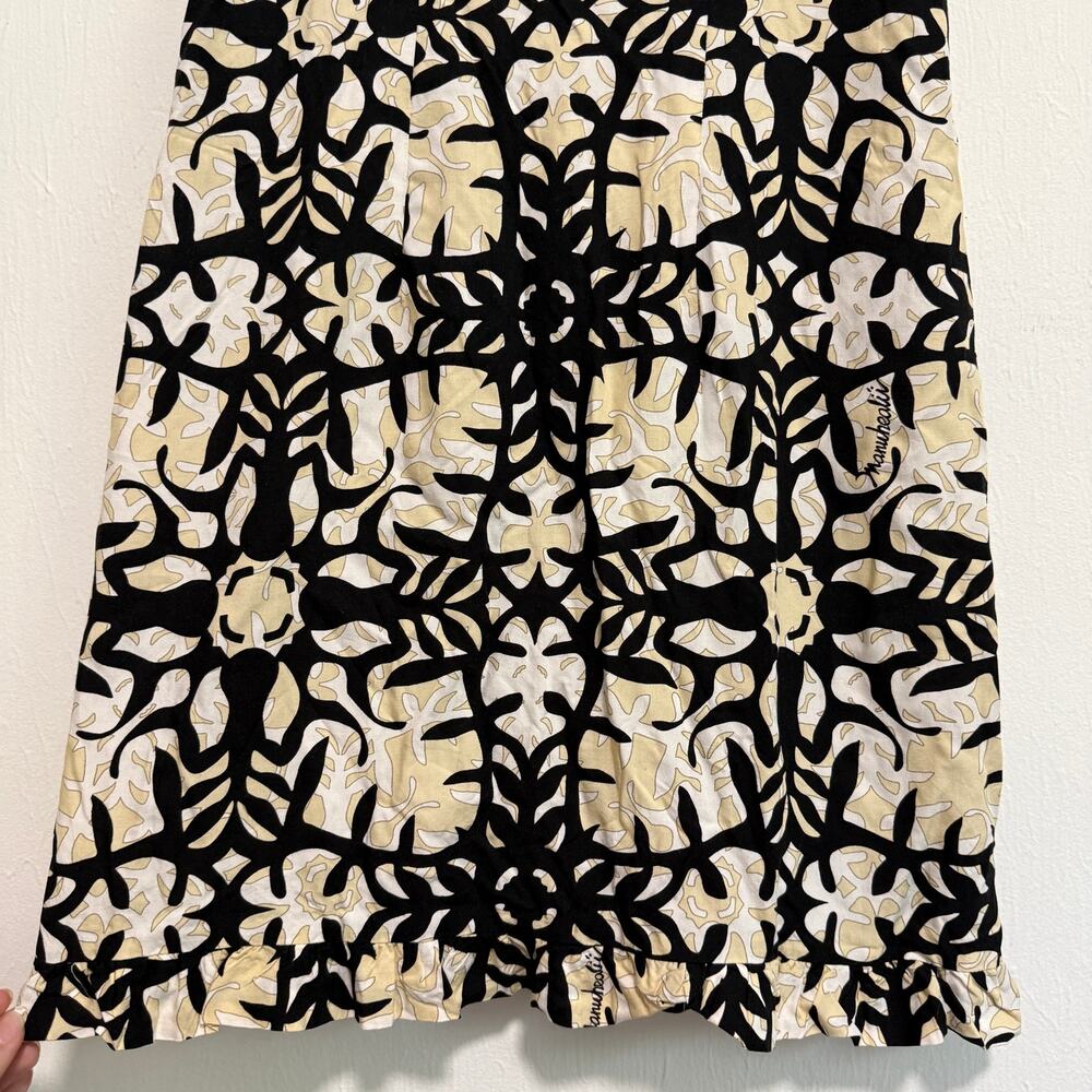 Vintage Manuhealii White Tag Womens Hawaiian Mini Dress Quilt Ruffle Hem Rayon - Picture 7 of 13